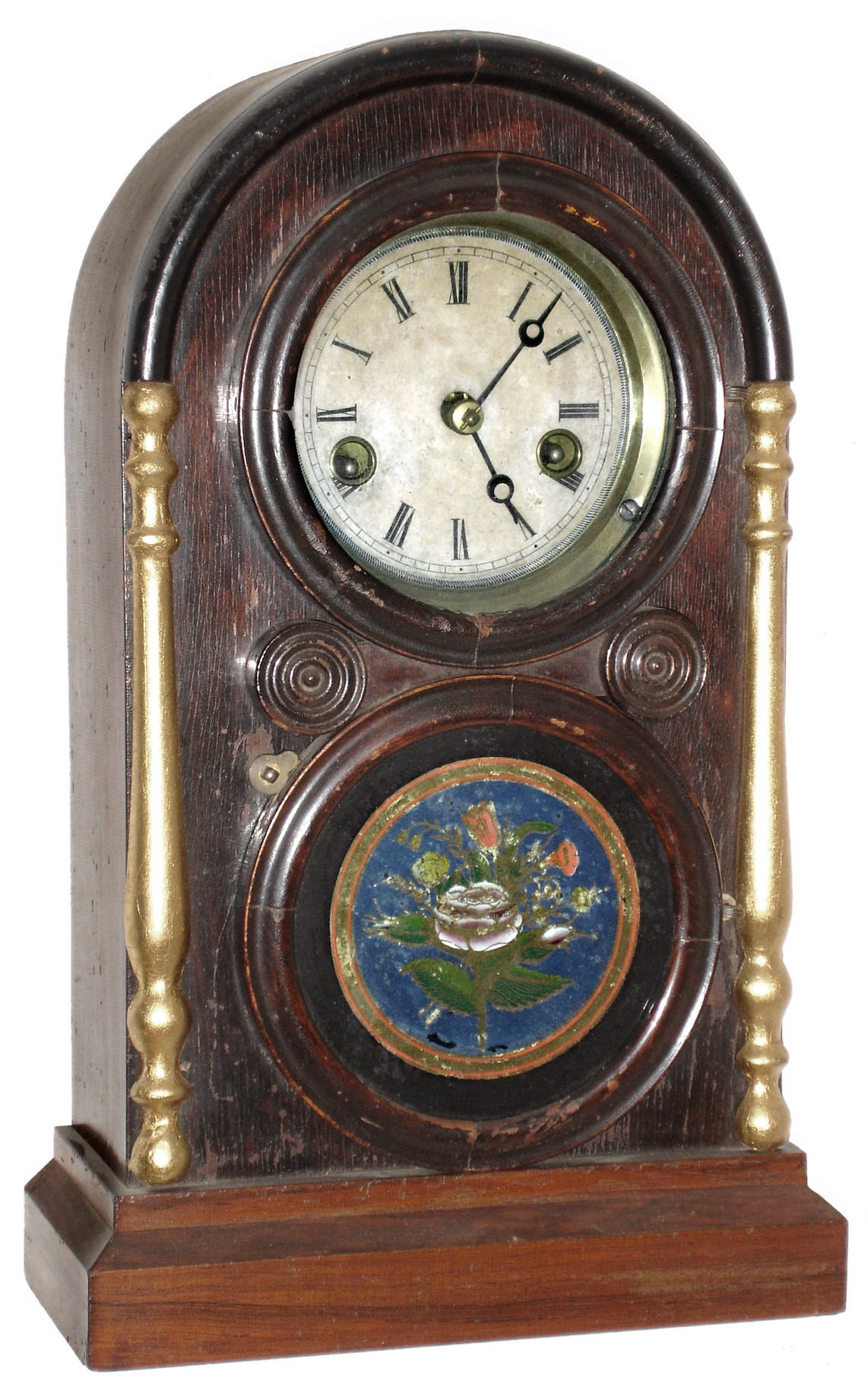 E. Ingraham &amp; Co., Bristol, Conn., "Venetian" 30 hour, time and strike, small Venetian model shelf clock. c1880 — Antique Clocks Price Guide