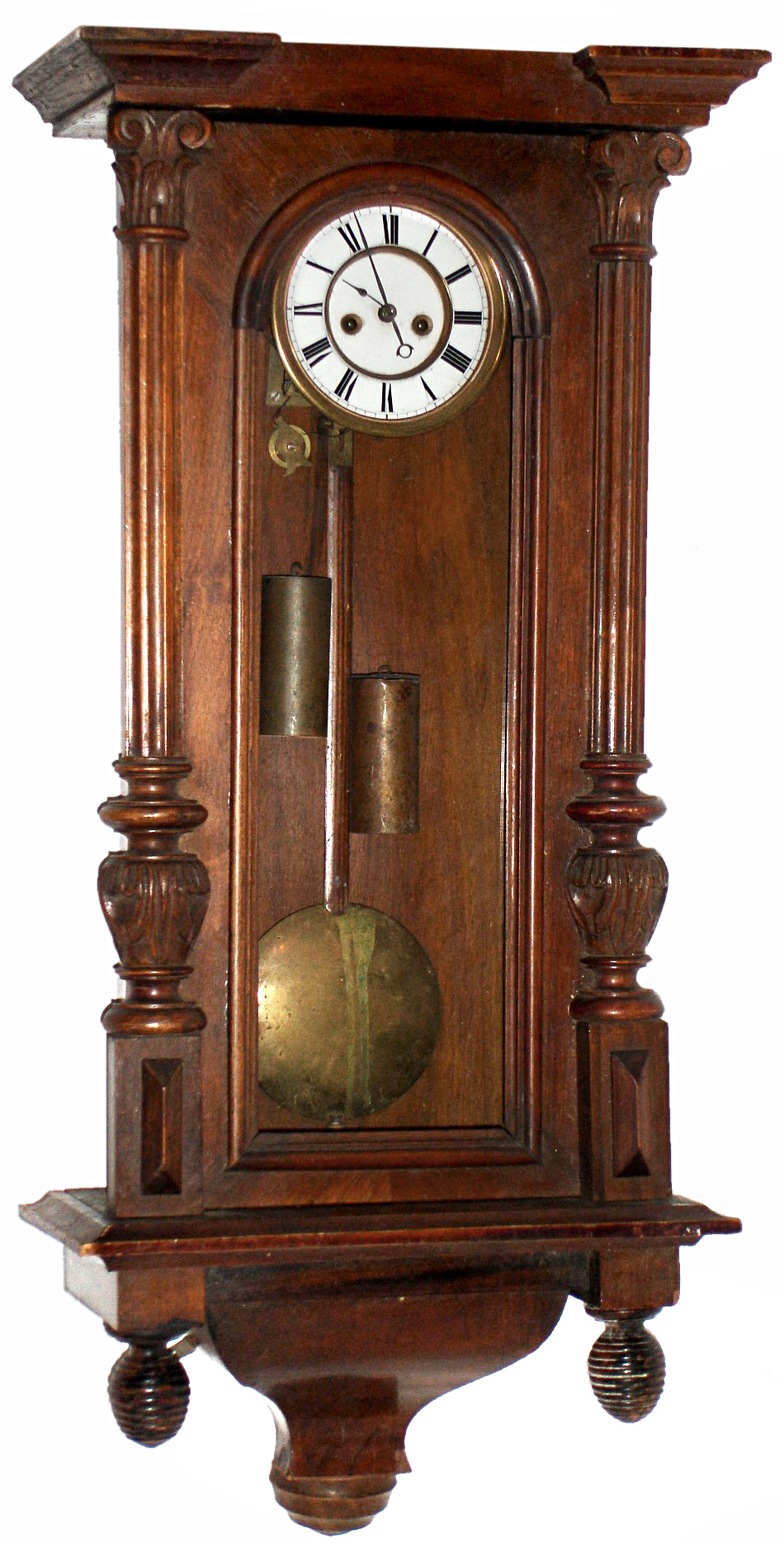 German Vienna Regulator walnut 8 days, time and strike, weight driven wall clock, c1900 — Antique Clocks Price Guide