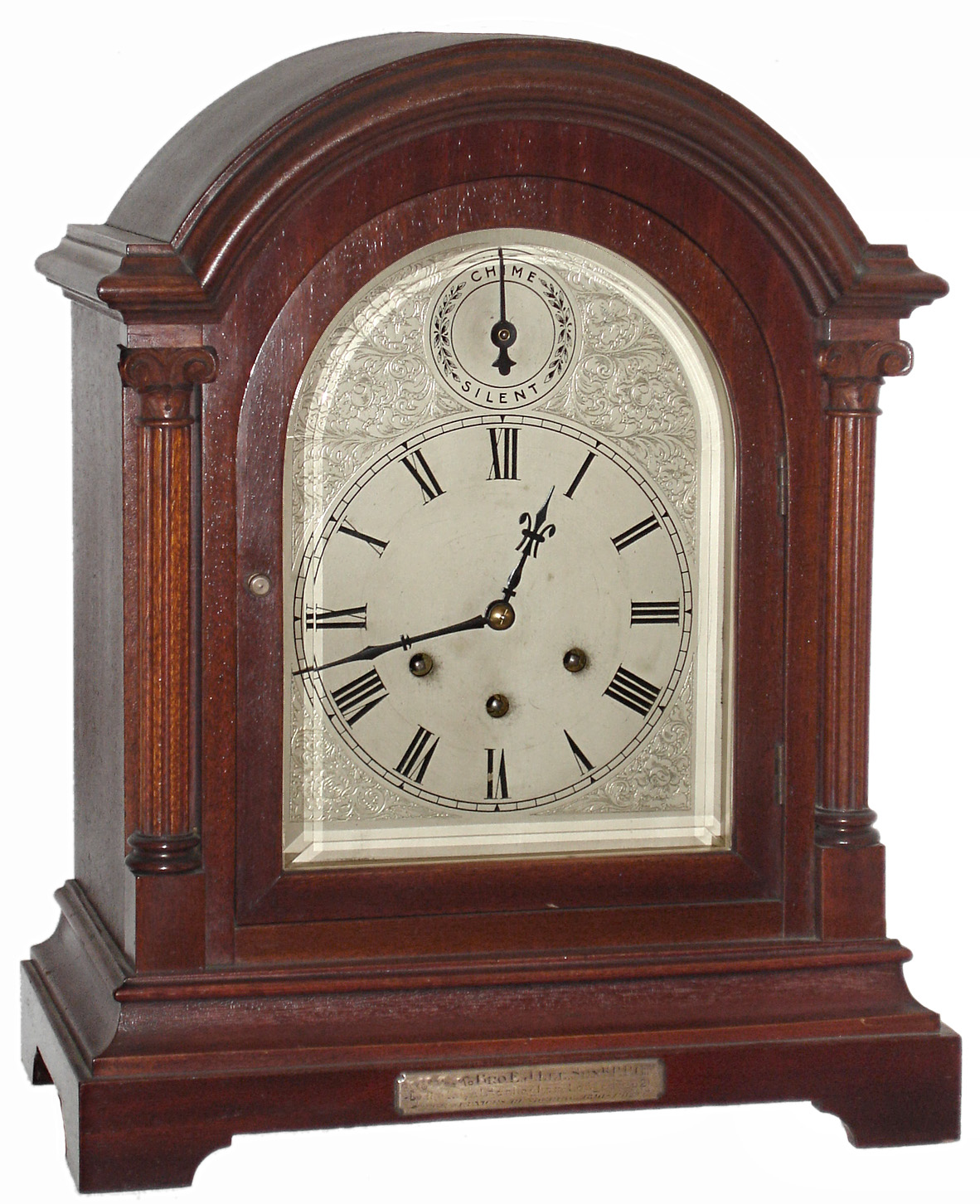 Gustav Becker, Freiberg, Germany, mahogany 8 days, Westminster chime bracket clock, 1912 presentation — Antique Clocks Price Guide