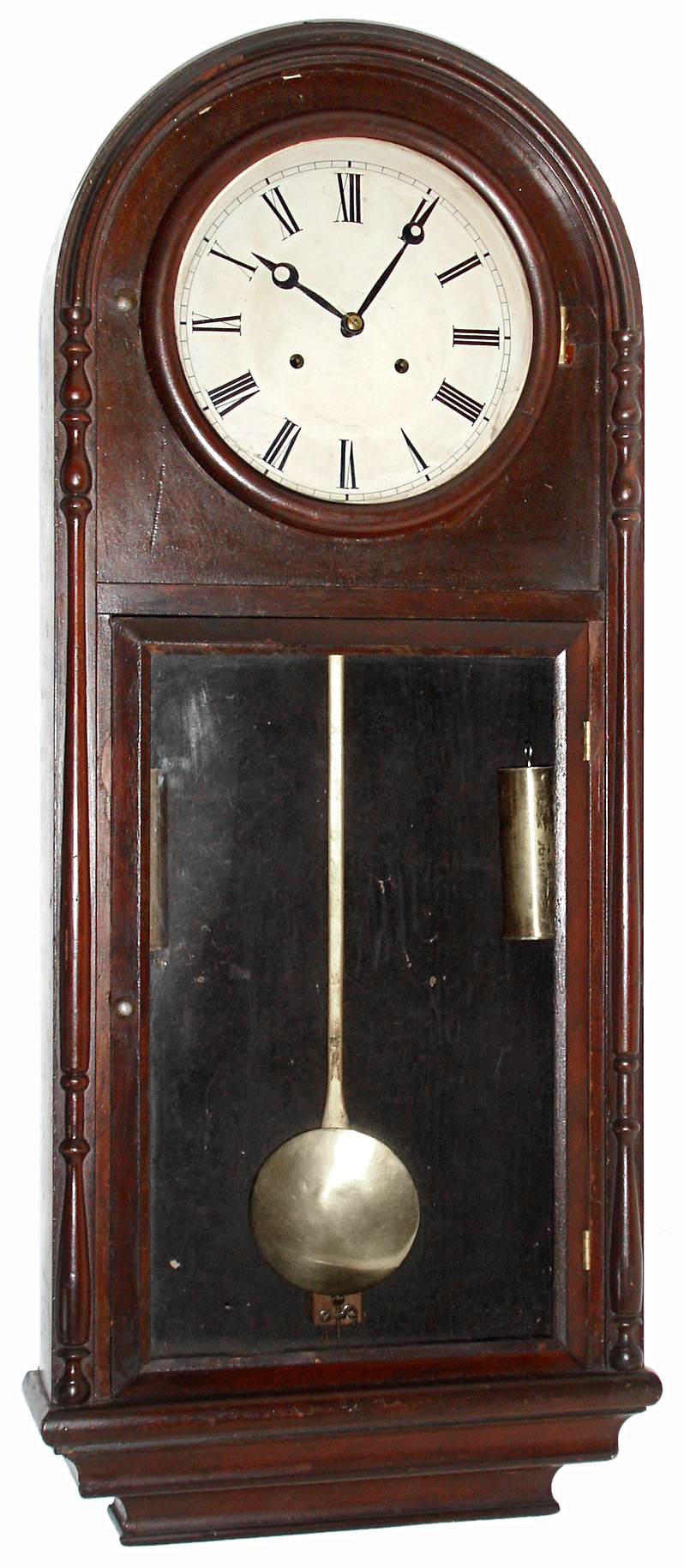 Welch, Spring &amp; Co., Bristol, Conn., rosewood  2 weight time time only, wall clock, case design by Solomon Spring, c1860 — Antique Clocks Price Guide