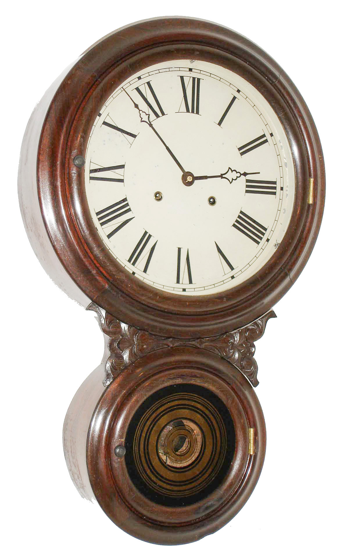 Daniel Pratt &amp; Sons, Reading, Mass., "Alexis No. 1", 8 day, rosewood veneered wall timepiece. c1872. — Antique Clocks Price Guide