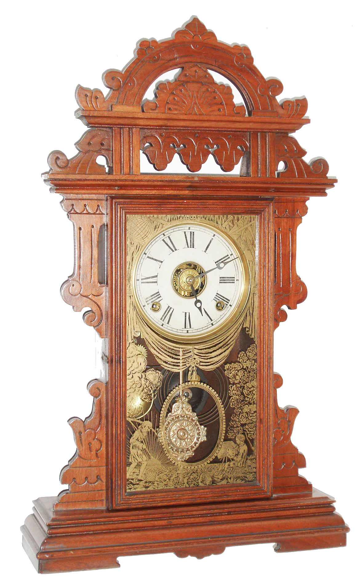 E. N. Welch Mfg. Co., Bristol, Conn., "Donita", 8 day, time and strike, walnut shelf clock, c1892. — Antique Clocks Price Guide