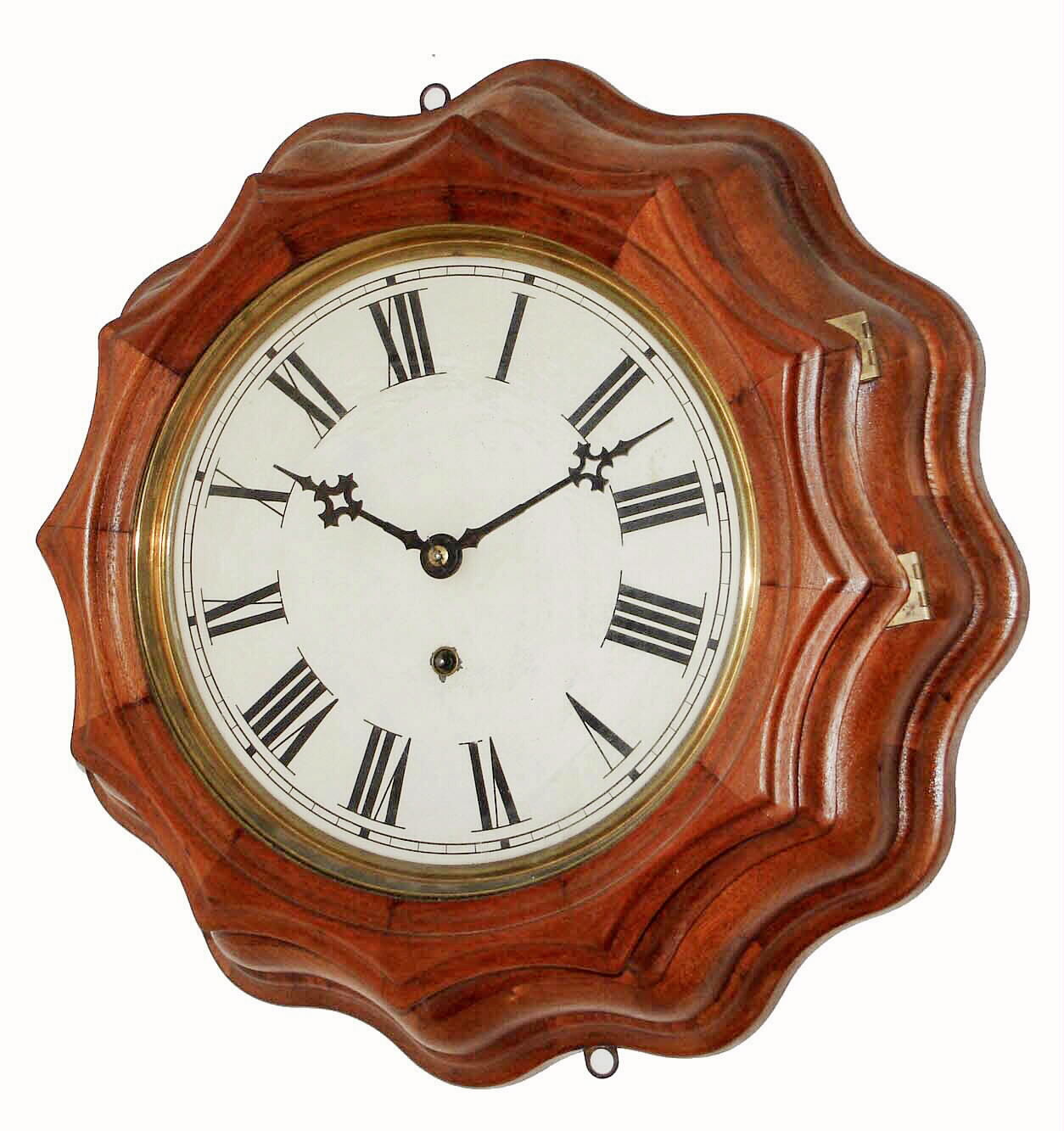 E. Ingraham &amp; Co., Bristol, Conn.,  "10" Corrugated", 8 day, walnut gallery timepiece. — Antique Clocks Price Guide