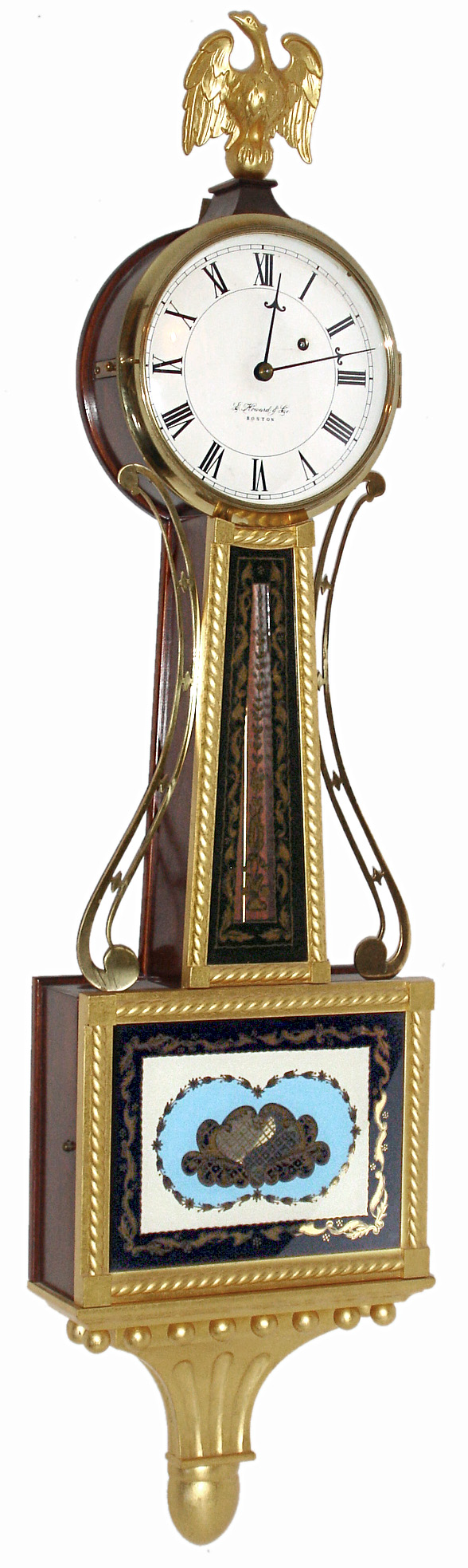 E. Howard &amp; Co., Boston, Mass., gilt rope front 8 days, weight driven presentation reissue banjo, numbered 2, c1990 — Antique Clocks Price Guide
