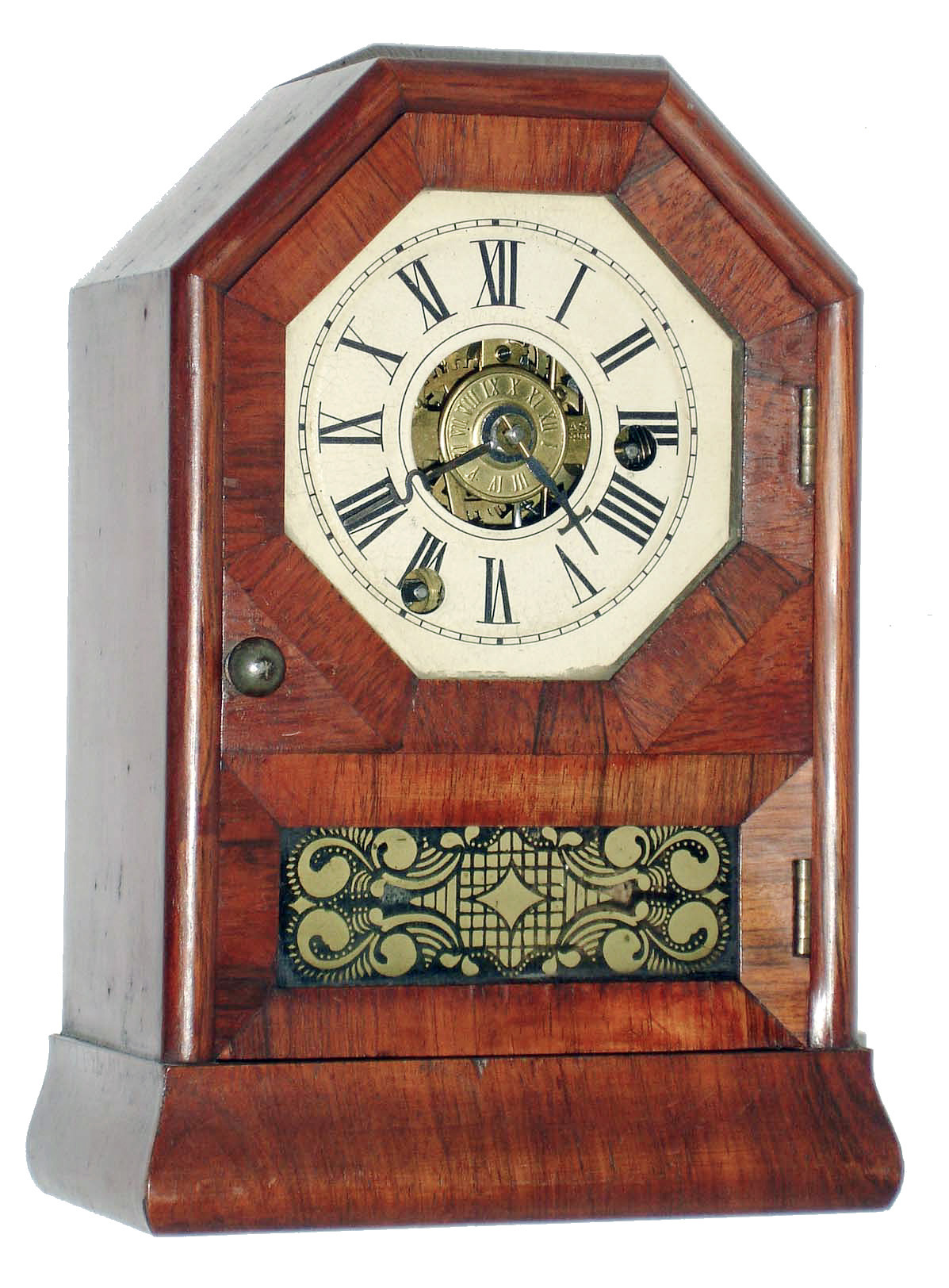 Seth Thomas Clock Co., Plymouth Hollow, Conn., 30 hour, time and alarm, cottage timepiece. c1863 — Antique Clocks Price Guide