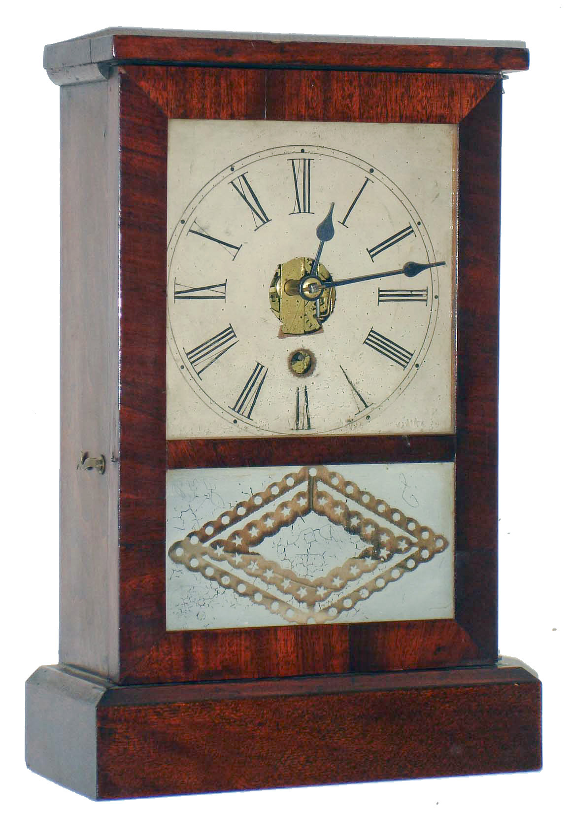 S. B. Terry, Terryville, Conn., 30 hour, ladder style brass movement cottage timepiece. c1850 — Antique Clocks Price Guide