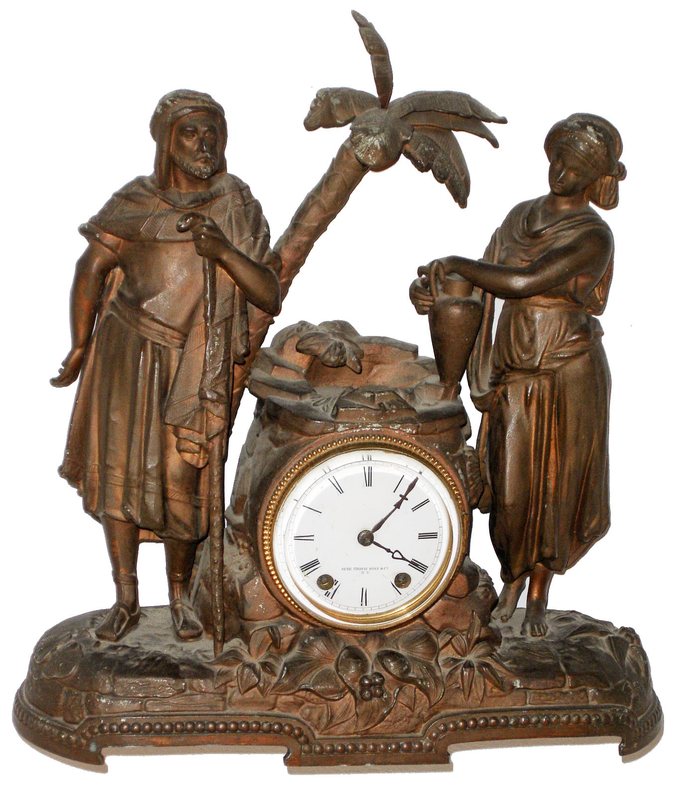 Seth Thomas Sons and Co., New York, "Rebecca at the Well" 8 days, time and strike, figural mantel clock, c1870 — Antique Clocks Price Guide