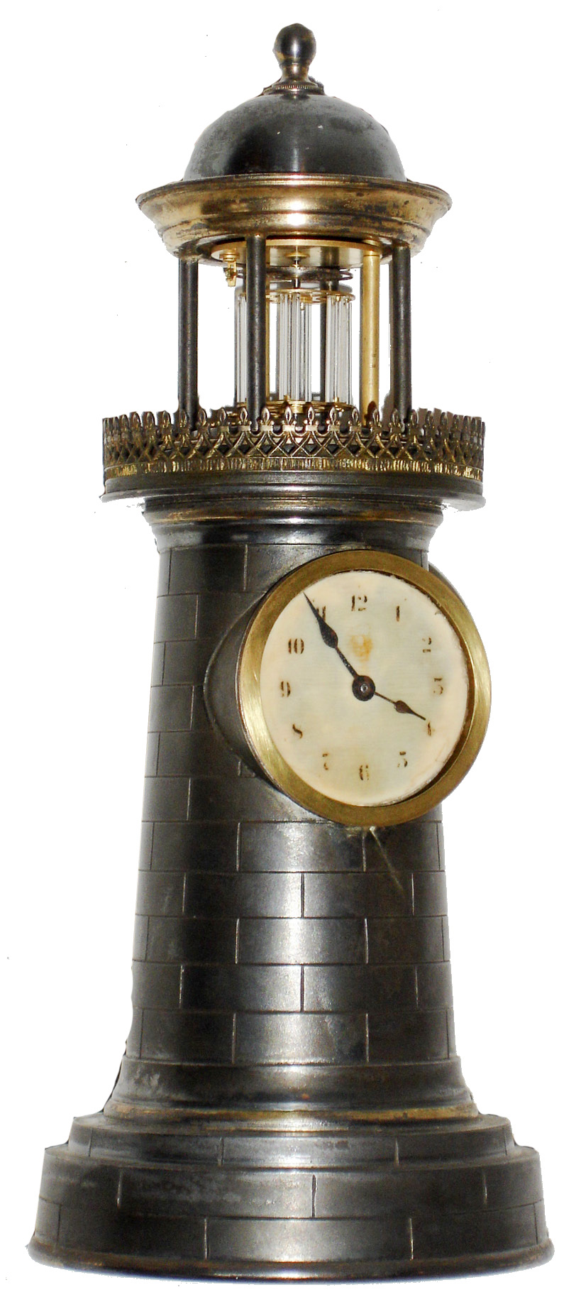 New Haven Clock Co., New Haven, Conn., "Lighthouse" automaton 30 hours, cast metal novelty clock, c1889 — Antique Clocks Price Guide