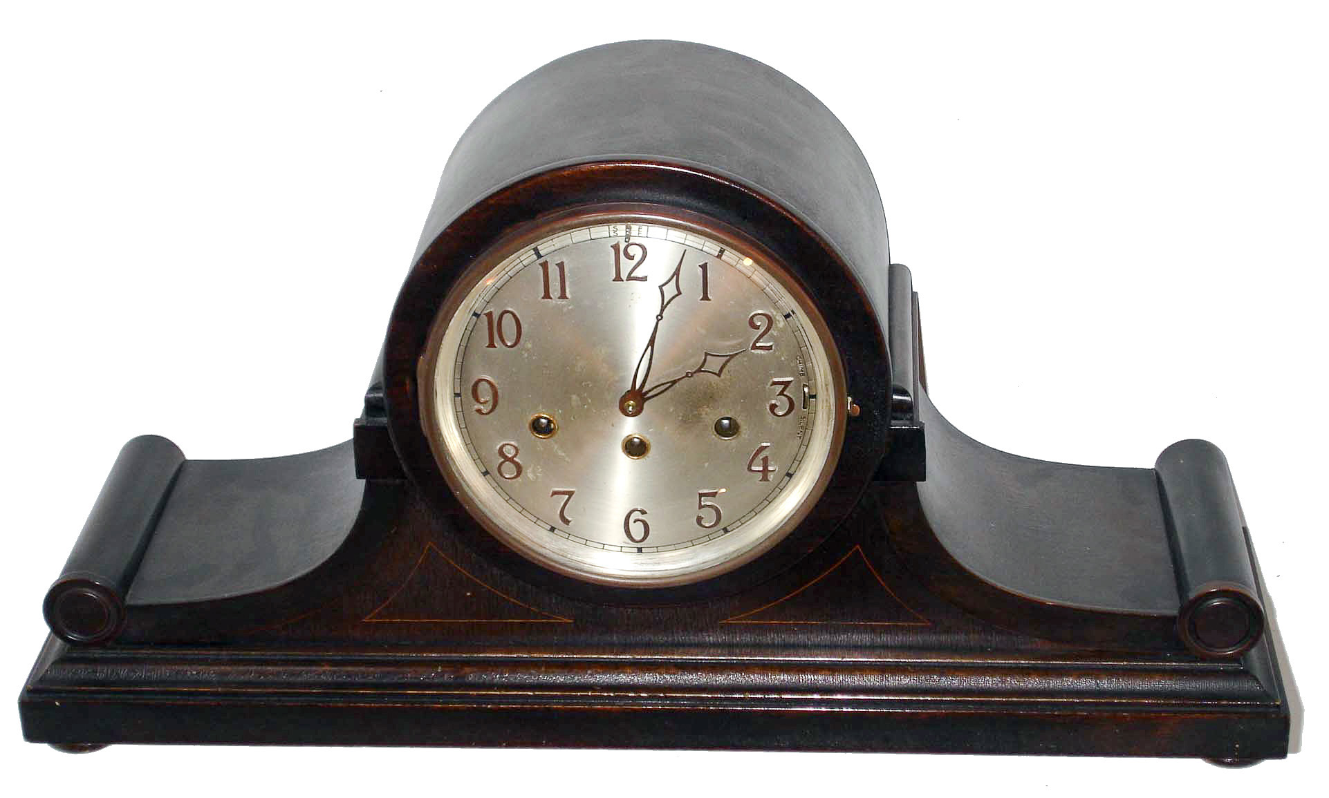 Junghans, Germany, mahogany 8 days, Westminster chime tambour mantel clock, c1925 — Antique Clocks Price Guide