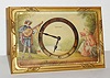 Waltham Watch Co., Waltham, Mass., desk clock, 8 days, time only, spring driven movement in a gilt frame case with painted dial depicting troubador courting a lady, c1910