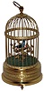 Singing Animated Bird in Brass Cage, Germany, "K-G" and "KEN.D" bottom trademarks, c1955