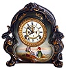 Ansonia Clock Co., Brooklyn, New York, "La Charny" Royal Bonn porcelain shelf clock, 8 days time and strike, spring driven movement with visible escapement, c1904