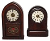 Clocks- 2 (Two) Connecticut mahogany 8 days, time, strike and alarm shelf clocks: Seth Thomas "Tudor No.3"; Daniel Pratt's Sons beehive; late 19th & early 20th centuries.