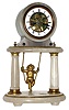 Farcot French swinging doll 8 days, timepiece in an alabaster case with ormolu accents, the doll swings front to rear driven by two escape wheels and chaff cutter escapement, c1890