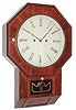 Atkins Clock Co., Bristol, Conn., "Octagon Drop XX" wall clock with alternate tablet,  30 days, time only, wagon spring driven movement in a rosewood ripple front case with ivory knobs, painted metal dial and reverse painted lower tablet, c1860