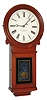 Boston Clock Co., Boston, Mass., for Daniel Pratt's Son, Boston, "No. 1 Pendulum", wall clock, 8 days, time only, weight driven movement in a cherry case with reverse painted lower tablet and painted metal dial, c1895