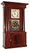 Rodney Brace, North Bridgewater, Mass., 30 hour, and strike, weight wooden movement column and cornice shelf clock. c1830