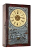 New England Clock Co., Bristol, Conn.,  30 hour, time and alarm, cigar box cottage clock. c1852