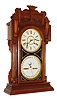Waterbury Clock Co., Waterbury, Conn., "Calendar No. 43", 8 day, time and strike, double dial calendar clock in walnut, c1912