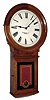 E. Howard & Co., Boston, Mass., "No. 70 Regulator" with 14" dial, wall clock, 8 days, time only, weight driven movement in a walnut case with burled bow tie, painted metal dial and reverse painted lower tablet, c1890