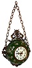 Japy Freres, France, "Chatelaine", hanging porcelain cartel wall clock, 8 days, time only, spring driven movement in a floral decorated green case with ormolu castings and chain, c1900