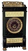 Ansonia Clock Co, New York, "Turin" enameled iron shelf clock, 8 days, time and strike, spring driven movement, and with Ansonia patent hard rubber dial, c1883