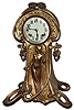 New Haven Clock Co., New Haven, Conn. "Ophelia" gold plate cast metal Art Nouveau 8 days, time and strike, shelf clock, c1913