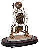 English skeleton clock, 8 days, fusee spring driven movement with pendulum and passing strike on the hour, mounted on oval marble base set on wooden base (no dome), c1870