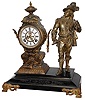 Ansonia Clock Co., Brooklyn, New York, "Don Juan" 8 days, time and strike, cast iron figural mantel clock with visible escapement, c1894