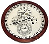 Welch, Spring & Co., Forestville, Conn., "D.J. Gale Patent Astronomical Calendar" gallery wall clock, 8 days, time, strike and perpetual calendar, spring driven pendulum movement in a mahogany veneer and sheet metal case with a 24" painted metal dial, c1880