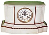 French white marble 8 days, time and strike, mantel clock with visible escapement, c1880