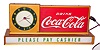 Coca Cola, 110v, lighted advertising sign with original electric clock that was most likely used in a drug store soda fountain, c1950