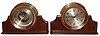 Chelsea Clock Co., Boston, Mass., brass on mahogany base 6" dial screw bezels marine set; 8 days, ship's bells "Port of Boston" clock; matching French barometer/thermometer; 1929