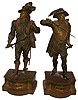 Ansonia Clock Co., Brooklyn, New York, "Don Juan" and "Don Caesar" pair of cast metal side pieces with Japanese Bronze finish, c1904