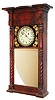 Munger & Benedict, Auburn, NY, 8 day, time and strike, Mahogany ironing board top carved column shelf clock, c1832