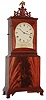 Fraser Forgie, Fryeburg, Maine, 8 day, Mahogany reproduction of a Mass. shelf timepiece. Mr. Forgie made this entire timepiece including the movement, dial  and case  c1990