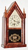 William L. Gilbert Clock Co., Winsted, Conn., 30 hour, mahogany veneer miniature steeple timepiece, c1860