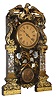 Bradley Mfg. Co., Southington, Conn., 8 day, time and strike, decorated iron front with MOP shelf clock, c1852