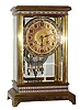 French crystal regulator, Marti & Cie. 8 days, time and strike, movement with Brocot escapement, counting the hours on a gong and a single blow at the half hour, the gilt case with beveled glasses and cloisonne bands at the top and bottom, gilt Arabic numeral dial signed "Bailey, Banks and Biddle Co. Philadelphia", with cloisonne border and gilt filigree center, blued steel hands, gilt pendulum with cloisonne ornament, c1900