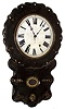 Anglo-American papier-meche wall clock, 8 days, time and strike, spring driven movement probably by New Haven, c1875