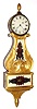 Boston area box lyre wall clock, 8 day, time only, weight driven movement in a gilded mahogany case with painted metal dial and throat and lower reverse painted tablets, c1830