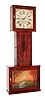 Connecticut banjo, 30 hour, time and strike, two weight driven, wooden works movement in a mahogany veneered case with painted wooden dial, c1830