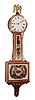 E. Howard & Co., Boston, Mass., "Simon Willard Banjo No. 95 A" reissue, wall clock, 8 days, time only, weight driven movement in a cross banded mahogany case with brass ball presentation base, reverse painted throat and lower tablets and painted metal dial, s#488, c1980