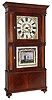 Rodney Brace, North Bridgewater, Mass., 30 hour, time and strike, weight wood movement triple decker pilaster and cornice top shelf clock. c1830
