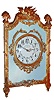 Switzerland, strut clock, silver gilt and pale blue enamel case with classically inspired ornament, 8 days, back wind and set 11 jewel gilt movement with lever escapement, white enamel Arabic numeral dial with polychrome floral festoons, marked "E. Dreyfous To Their Majesties", gilt Louis XV hands, c1910