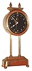 France, gravity clock, time only, movement with open escapement and compound pendulum, white painted hands, glass dial with reverse painted Arabic figures, with gilt, molded base on ball feet, hexagonal columns and molded cornice with gilt finials, c1910