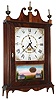 Seth Thomas Clock Co., Plymouth, Conn., 30 hour, time and strike, weight wood movement off-center pillar and scroll shelf clock. c1822