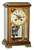 France, crystal regulator, gilt brass case with green onyx top and bottom, thick beveled glass sides, 8 days, rack striking pendule a Paris movement, counting the hours on a gong, with a single blow at the half hour, movement signed "AD. MOUGIN Deux Medailles" also with "H&H" mark, white enamel dial with Arabic numerals, gilt bezel and center ornament, blued steel hands, with 2 vial mercury pendulum, c1910