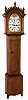 Seth Thomas Clock Co., Plymouth, Conn., tall clock, 30 hours, time, calendar and bell strike wooden works movement in a vinegar grain painted pine case simulating bird's eye and tiger maple with painted wooden dial, c1825