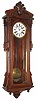 Ansonia Clock Co., Brooklyn, New York, "Bagdad" mahogany 8 days, time only, two-weight wall clock, c1905